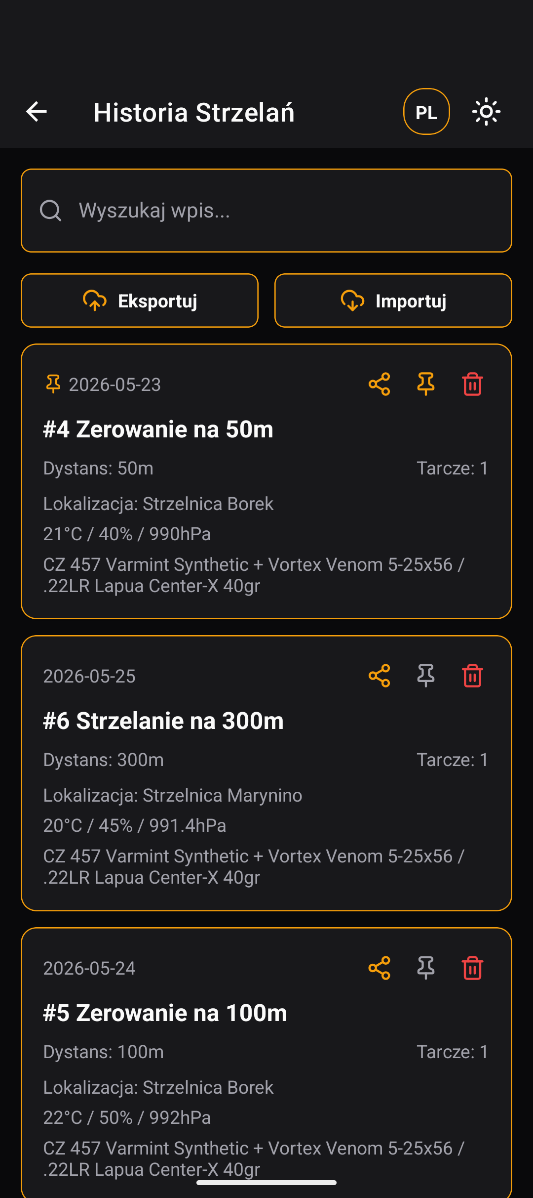 DOPE Shooting History Database